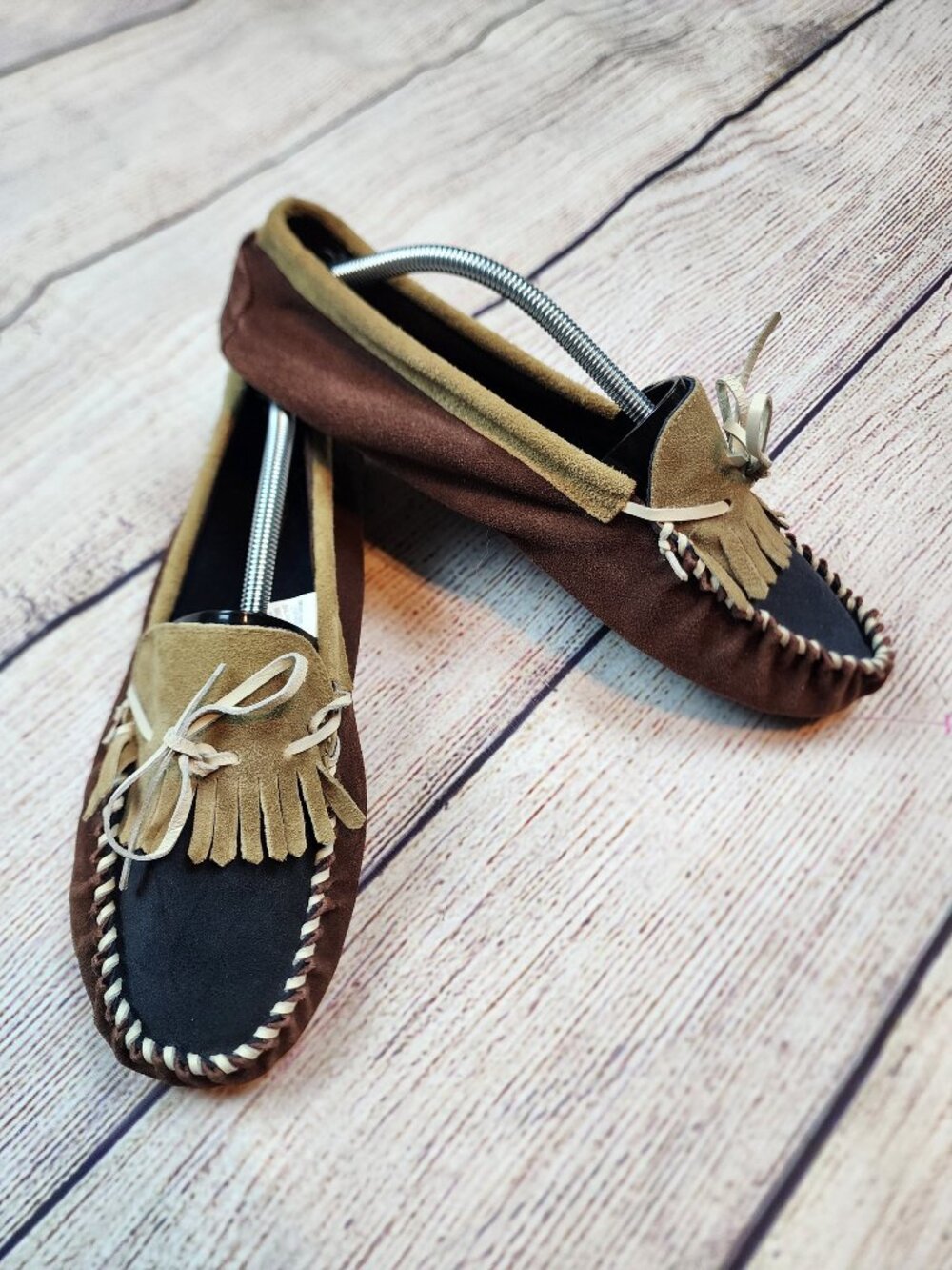 O'Hanlon Mills Carragn Kerry Fringe Leather Suede Moccasins Men Size 11 Heritage - Picture 2 of 9